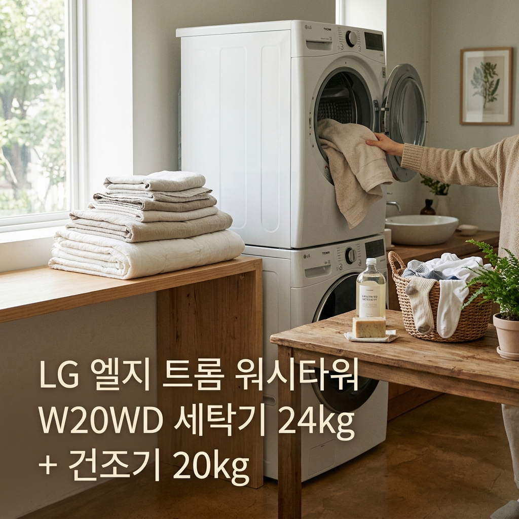 LG 엘지 트롬 워시타워 W20WD 세탁기 24kg + 건조기 20kg 제품 이미지