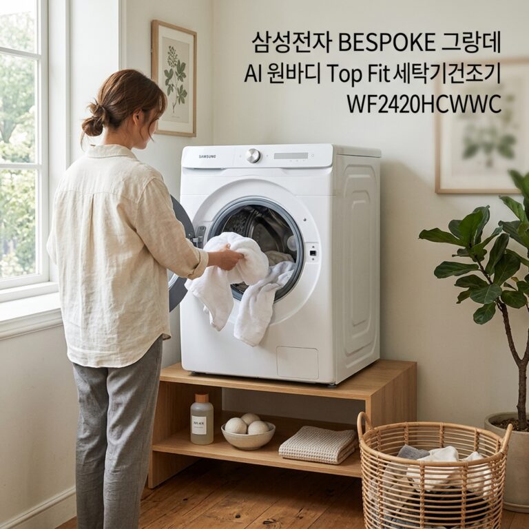 삼성전자 BESPOKE 그랑데 AI 원바디 Top Fit 세탁기건조기 WF2420HCWWC