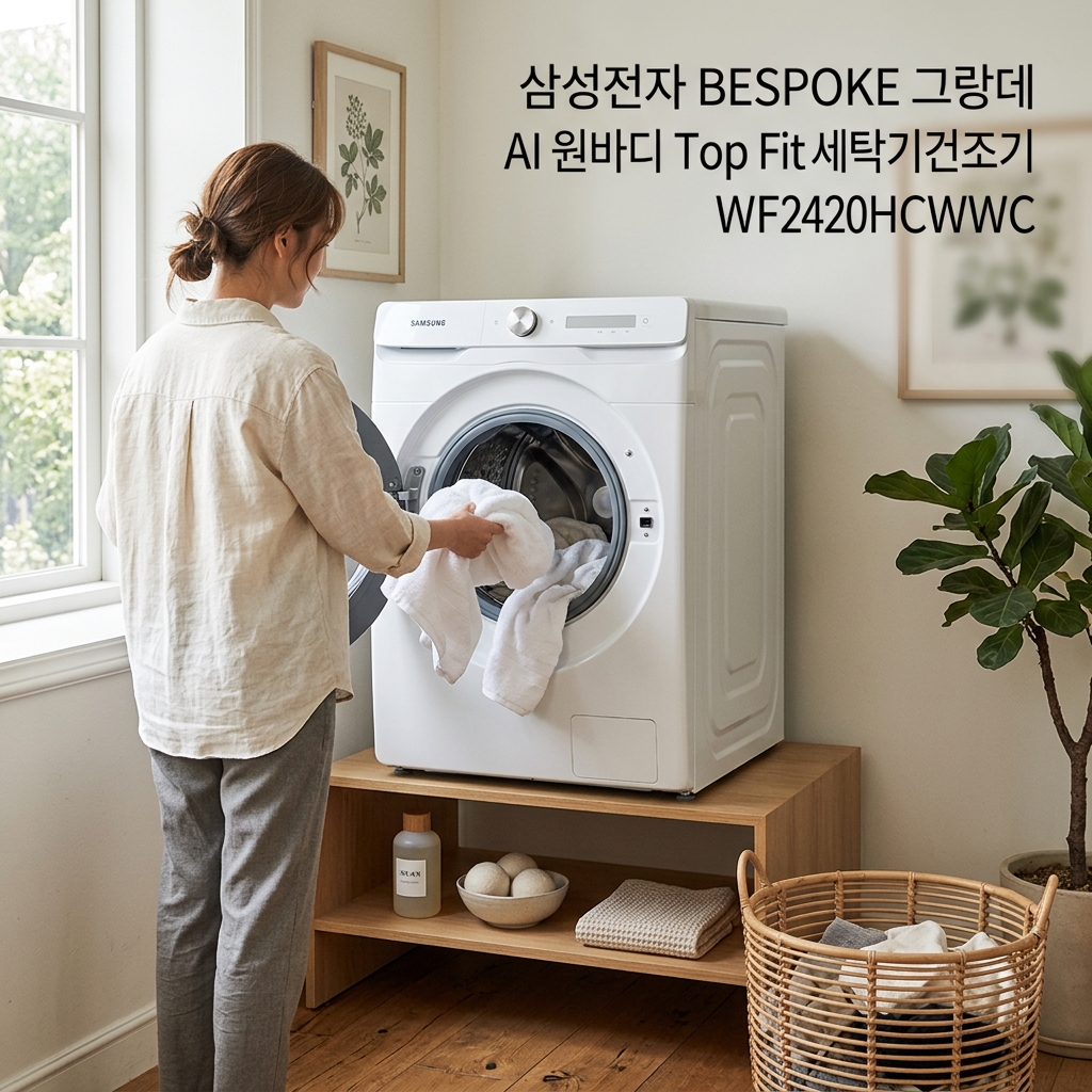 삼성전자 BESPOKE 그랑데 AI 원바디 Top Fit 세탁기건조기 WF2420HCWWC 제품 이미지